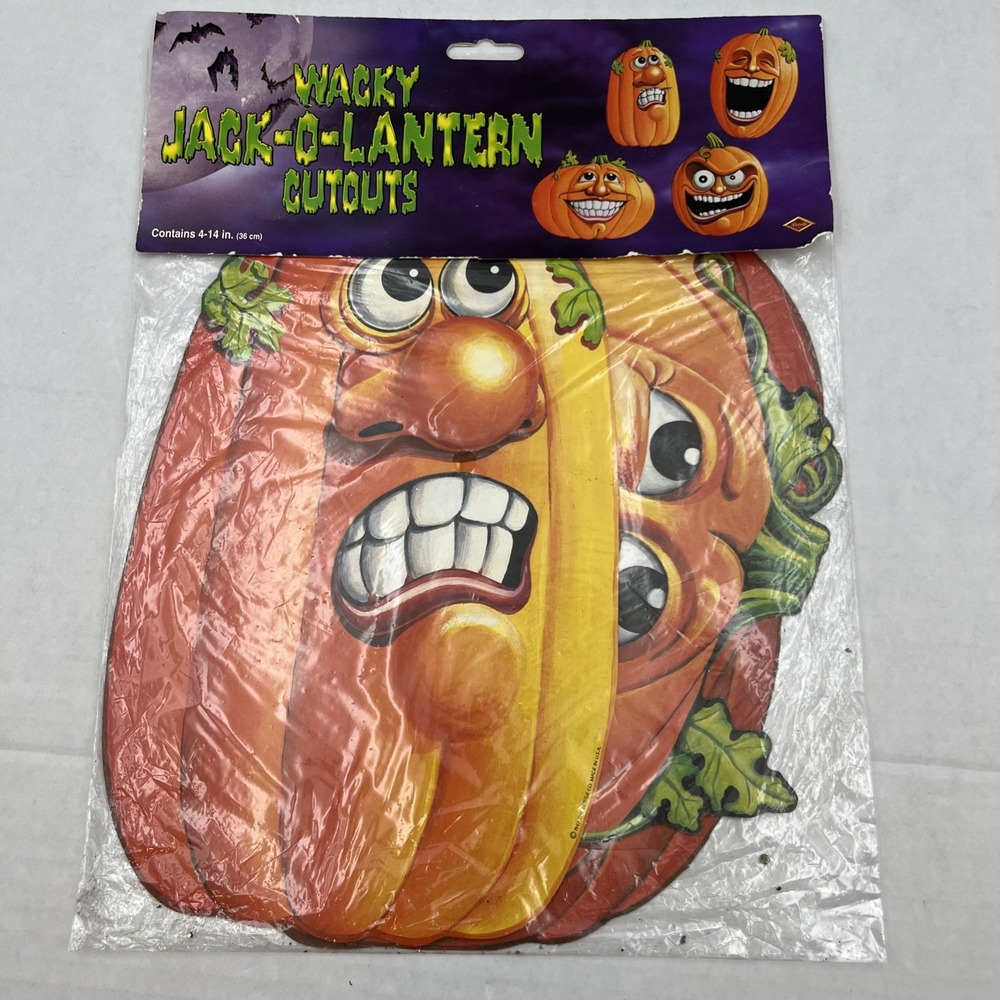 Vintage Beistle WACKY JACK O LANTERN CUOUTS 4CT PRINTED 2 SIDES 1997 NOS NIP!‎